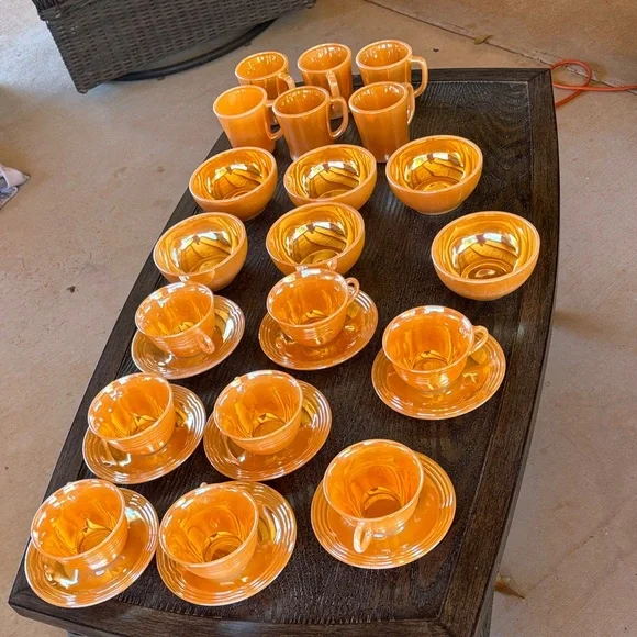 Fire King Radiant Orange Cup and Saucer Collection